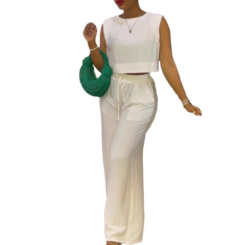 Damen HOSENANZUG mit hoher Taille und weitem Bein Heidi-Mode