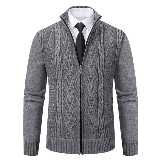 Herren Strickjacke mit Zopfmuster und durchgehendem Reißverschluss Heidi-Mode