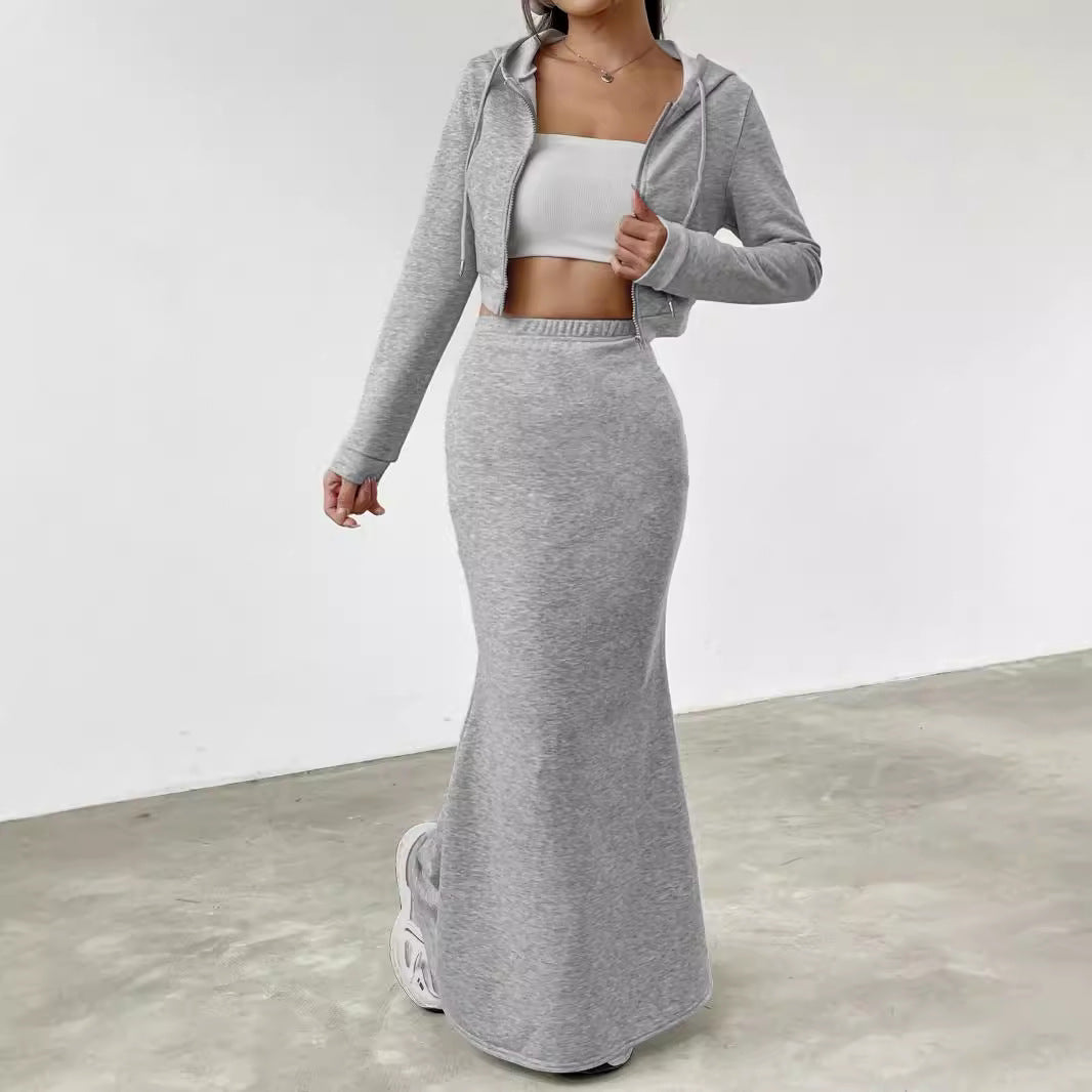 Damen Hoodie und Maxi-Rock Set Heidi-Mode