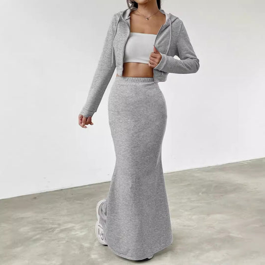 Damen Hoodie und Maxi-Rock Set Heidi-Mode