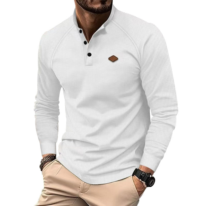 Herren Langarm-Henley-Shirt mit strukturierter Oberfläche und modischen Knopfdetails Heidi-Mode
