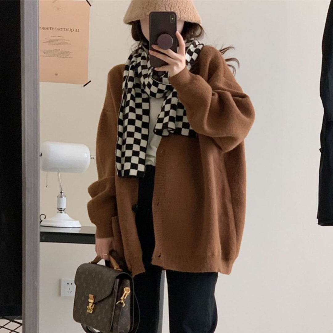 Damen Gemütliche Strickjacke mit weiten Ärmeln und praktischen Taschen Heidi-Mode