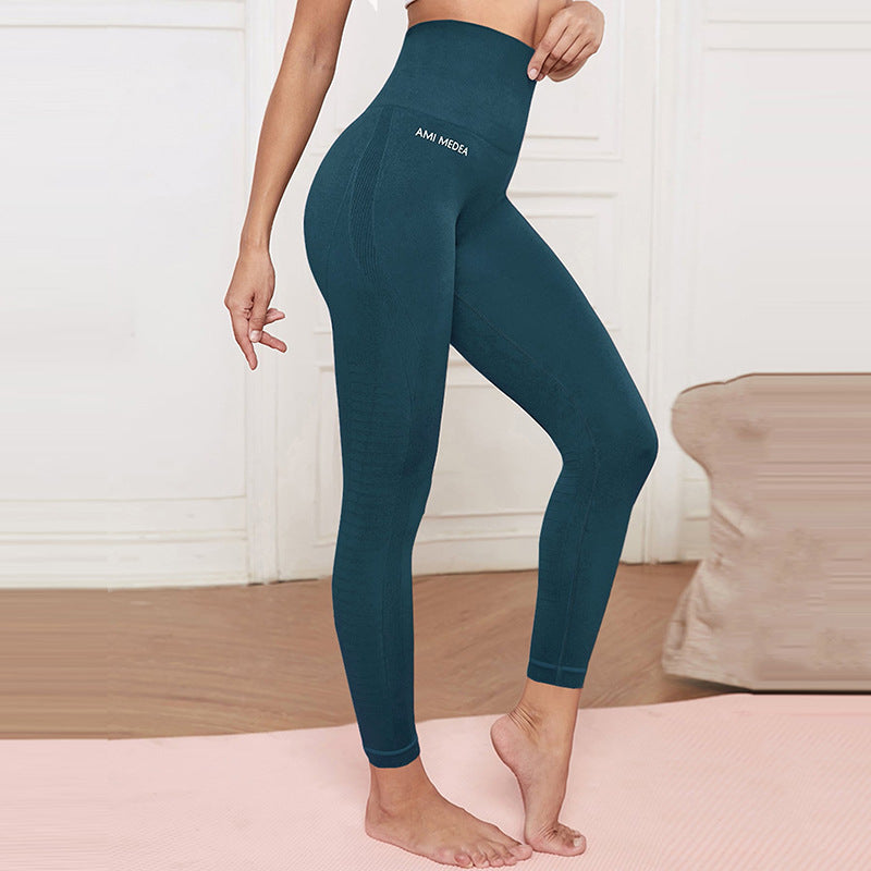 Damen Kompressions-Leggings mit hohem Bund und innovativer Struktur Heidi-Mode