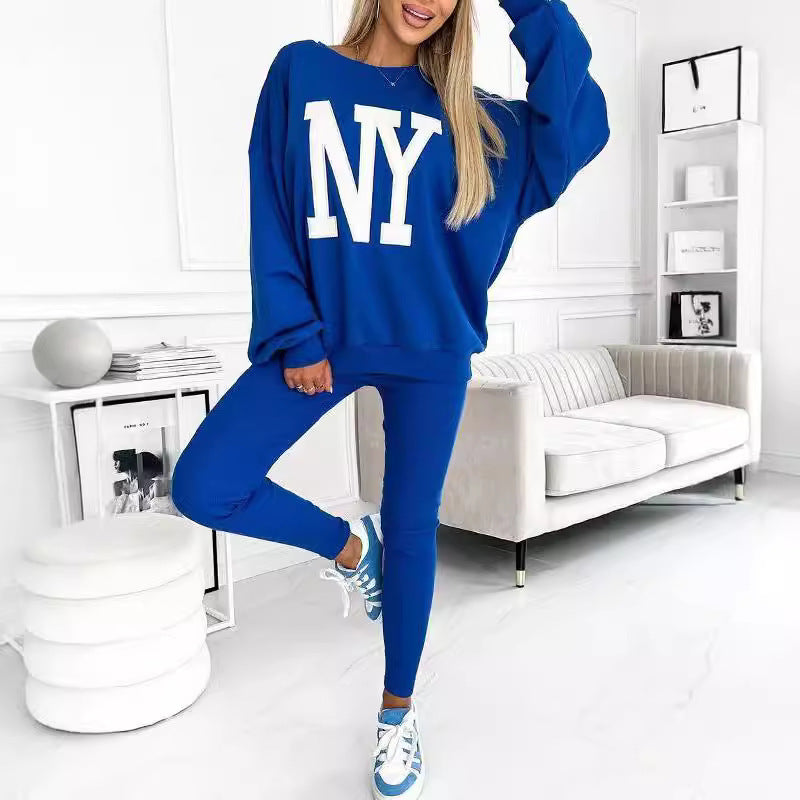 Damen Oversized Grafik Pullover und Leggings Set Heidi-Mode
