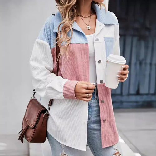 Damen Cordjacke mit Farbblockdesign Heidi-Mode