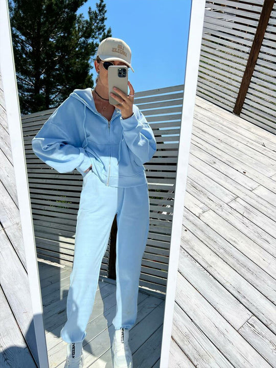 Damen sportliches Fleece-Jogginganzug-Set Heidi-Mode