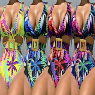 Damen Einteiliger Badeanzug mit modischem Cut-Out und eleganter Schnalle Heidi-Mode
