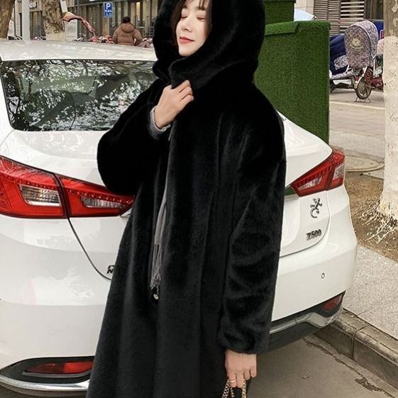 Damen Kuschelmantel mit Kapuze aus weichem Plüsch Heidi-Mode