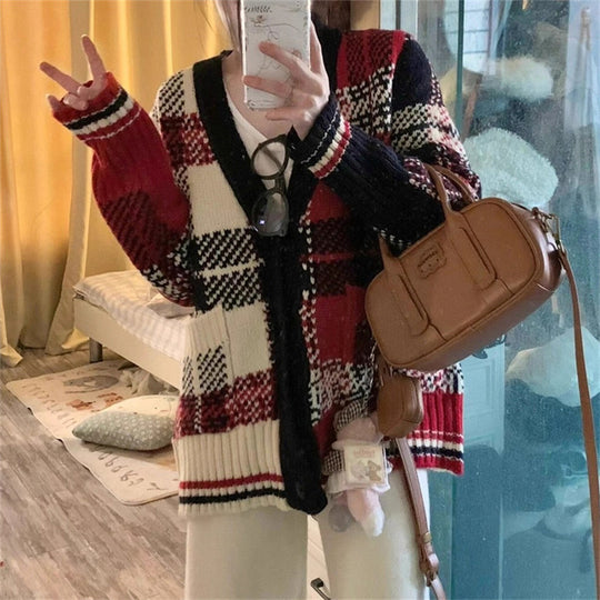Damen gestreifter Strickcardigan Heidi-Mode