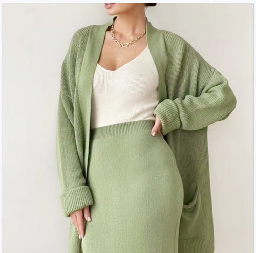 Damen Elegantes Strick-Set mit Rückenschlitzen und lässiger Passform Heidi-Mode