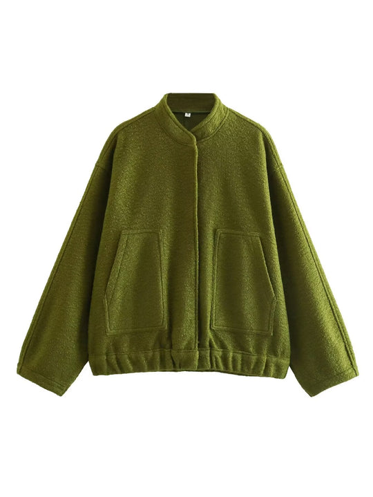 Damen Übergangsjacke mit modernem Stoffmix und praktischen Taschen Heidi-Mode