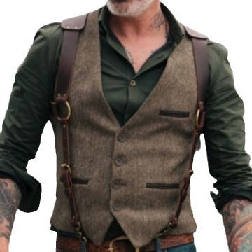 Herren stilvolle Weste aus hochwertigem Kunstleder Heidi-Mode