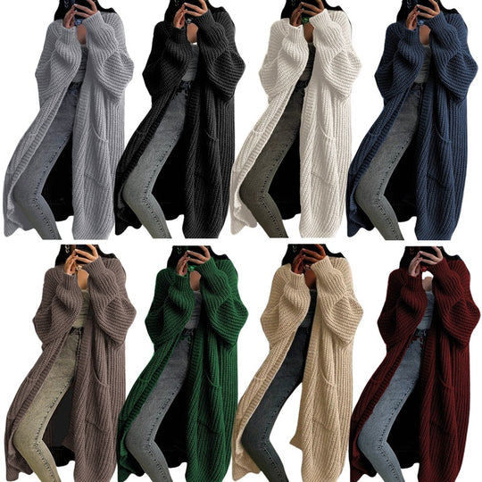 Damen Großer Strickcardigan mit lässiger Passform und großen Taschen Heidi-Mode