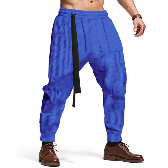 Herren Bequeme Waffelstruktur Jogginghose mit Kordelzug Heidi-Mode
