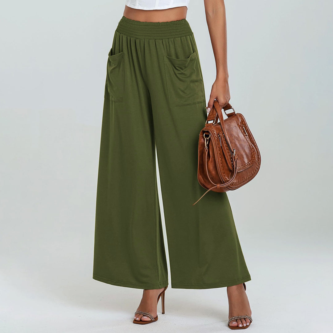 Damen Weite Hose mit elastischem Bund und Seitentaschen Heidi-Mode
