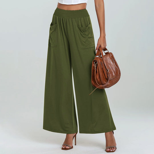 Damen Weite Hose mit elastischem Bund und Seitentaschen Heidi-Mode