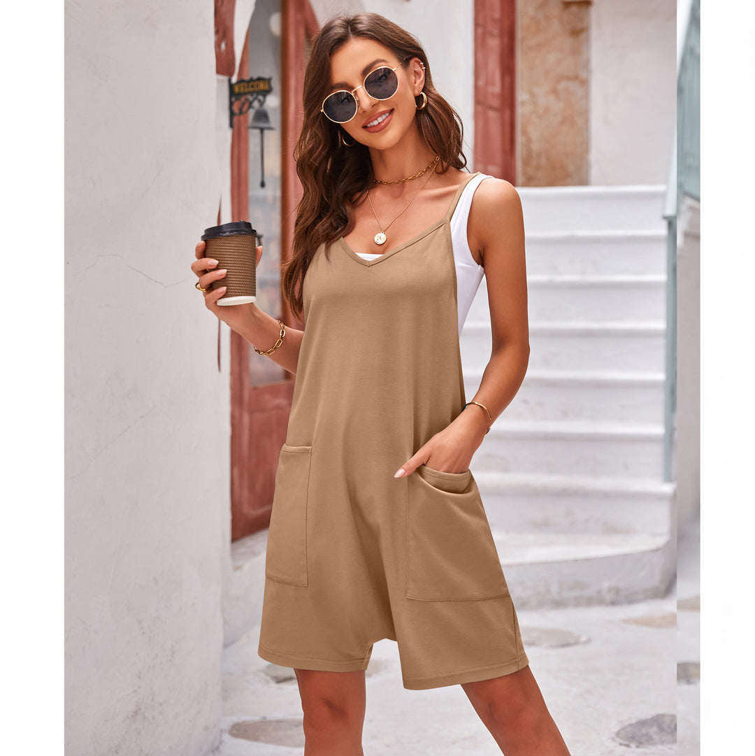Damen sportlicher Jumpsuit mit praktischen Taschen und weitem Schnitt Heidi-Mode