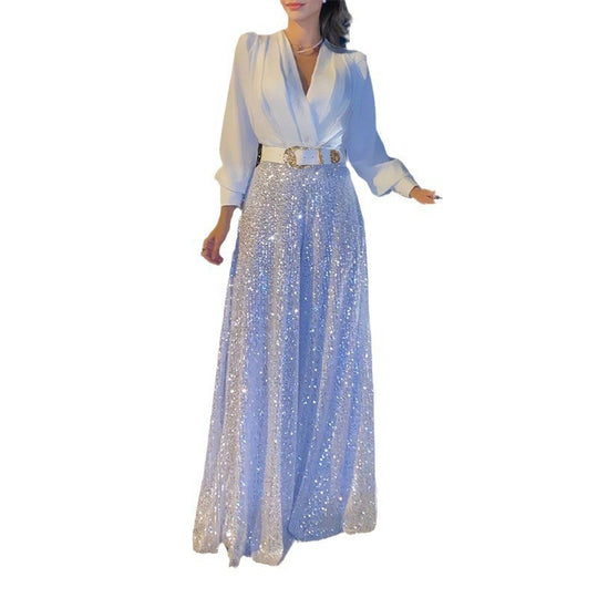 Damen Funkelndes Abendkleid mit elegantem Oberteil und glitzerndem Rock Heidi-Mode