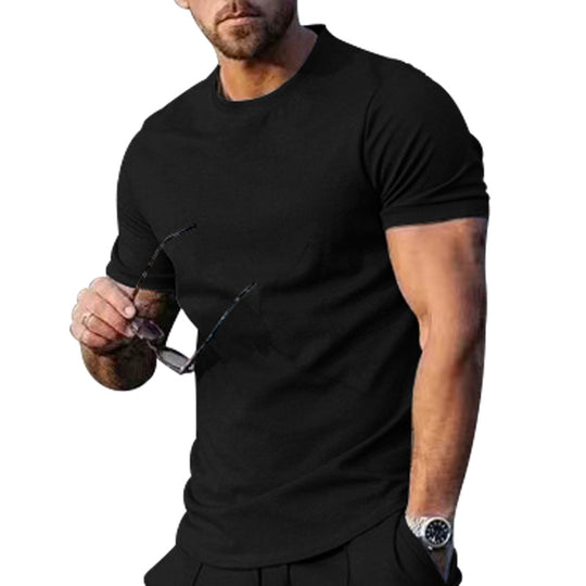 Herren Basic Rundhals-T-Shirt aus atmungsaktiver Baumwolle Heidi-Mode
