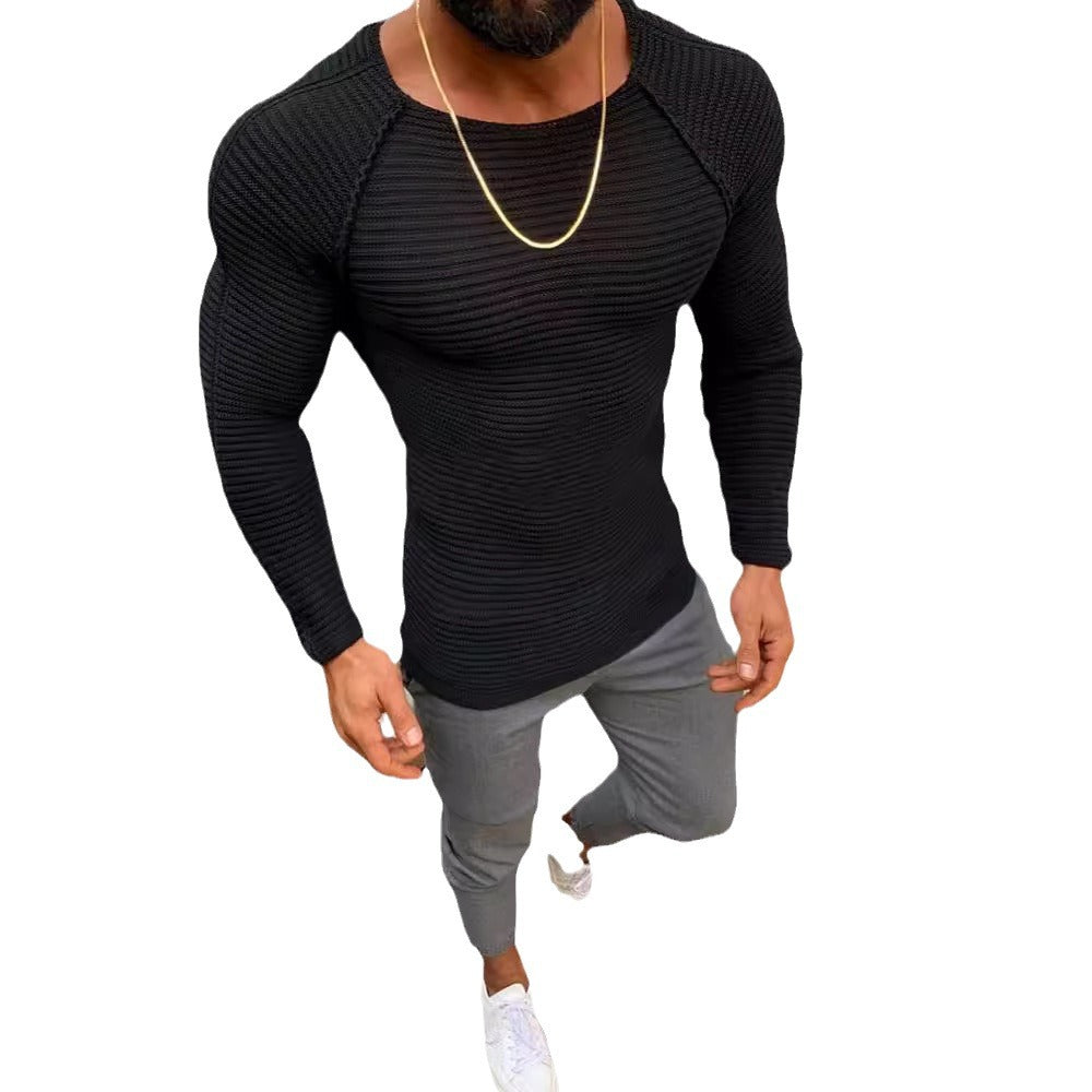 Herren Langarm Strickshirt mit eleganter Struktur Heidi-Mode