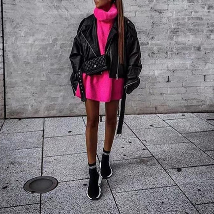 Damen Grobstrick Rollkragenpullover mit oversize Passform Heidi-Mode