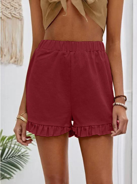 Damen Shorts mit Rüschendetails und Elastischem Bund Heidi-Mode