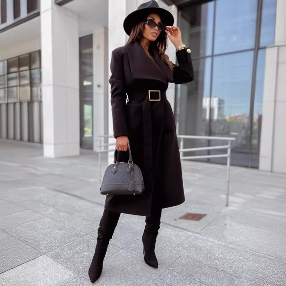 Damen eleganter Trenchcoat mit Gürtel und hochwertiger Verarbeitung Heidi-Mode