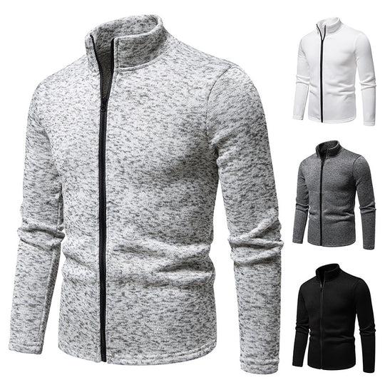 Herren Fleecejacke mit hohem Kragen und praktischem Reißverschluss Heidi-Mode