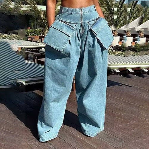 Damen Cargo-Hose mit weiten Beinen und praktischen Taschen Heidi-Mode