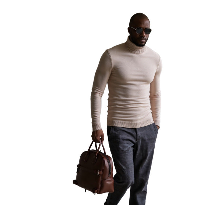 Herren rollkragen pullover mit feiner Struktur Heidi-Mode