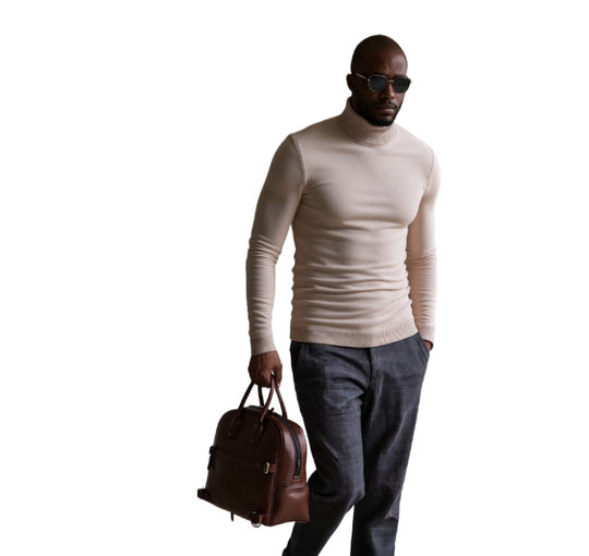 Herren rollkragen pullover mit feiner Struktur Heidi-Mode