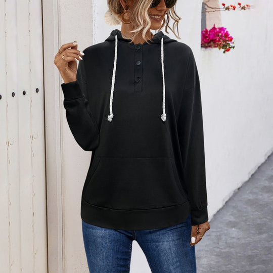 Damen Hoodie mit Knopfleiste und lässigem Schnitt Heidi-Mode