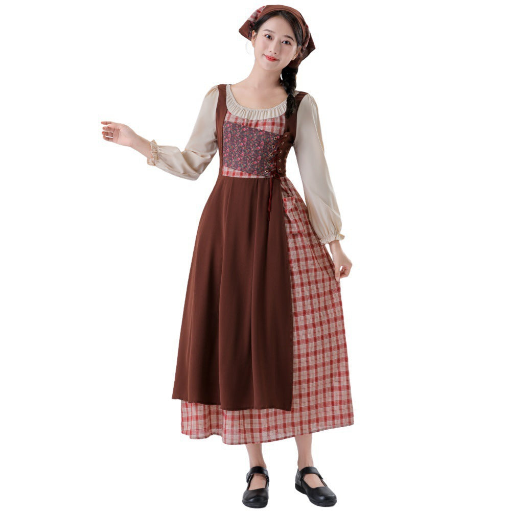 Damen Trachtenkleid mit romantischen Rüschendetails und floralem Oberteil Heidi