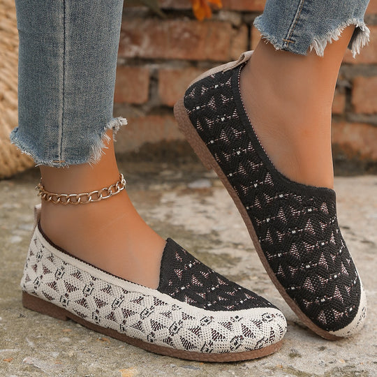 Damen Atmungsaktive Slip-On Schuhe mit modischem Strickdesign Heidi-Mode