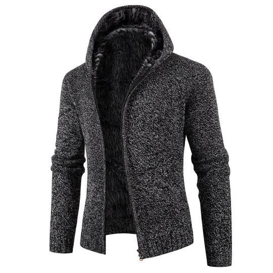 Herren kuschelige Strickjacke mit hohem Kragen und praktischen Taschen Heidi-Mode