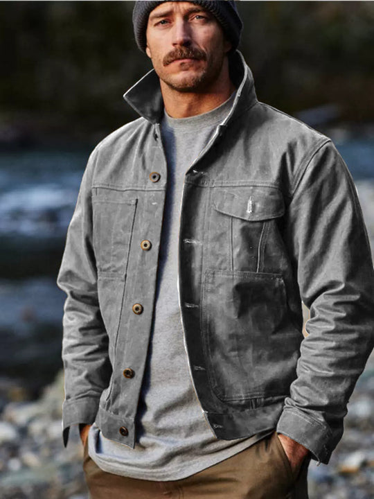 Herren leichte Utility-Jacke mit praktischen Taschen und stylischem Stehkragen Heidi-Mode