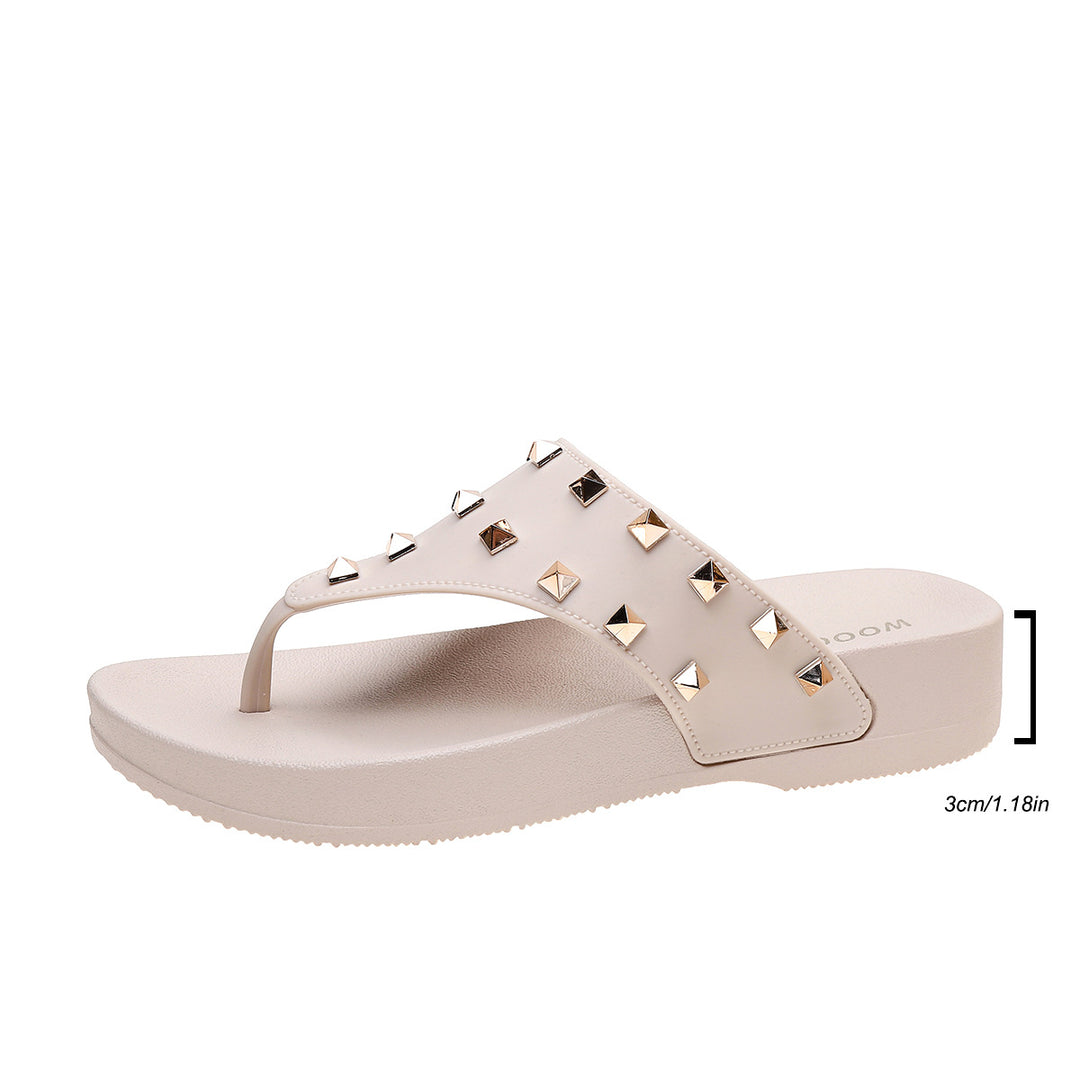 Damen Pantolette mit modischen Nieten-Details und rutschfester Sohle Heidi-Mode