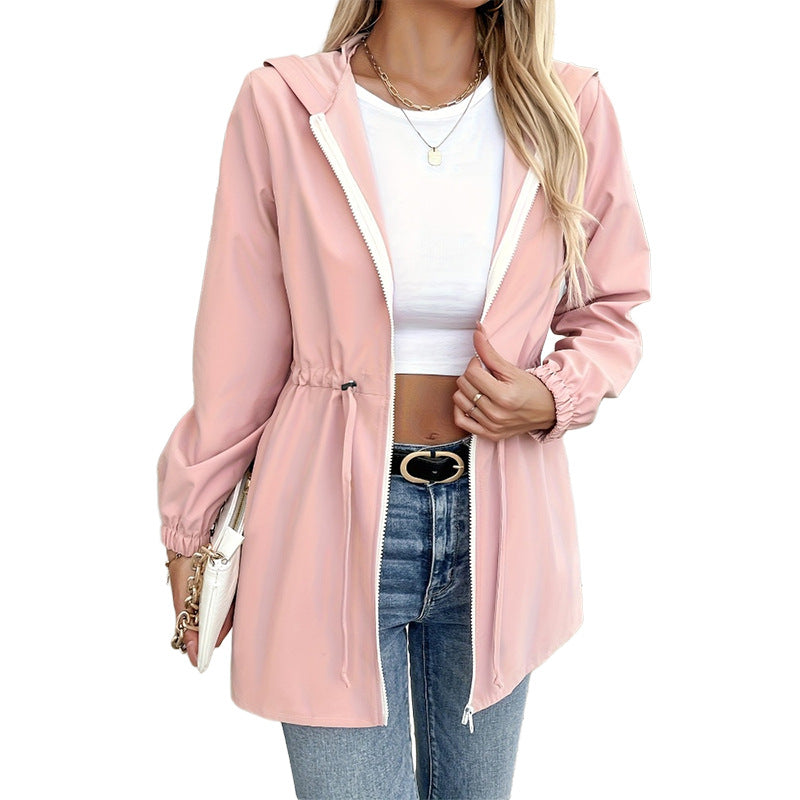 Damen leichte Übergangsjacke mit verstellbarem Tunnelzug Heidi-Mode