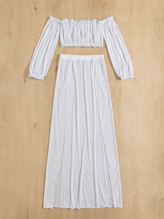 Damen Elegantes Strandkleid mit schulterfreiem Design und tiefen Seitenschlitzen Heidi-Mode