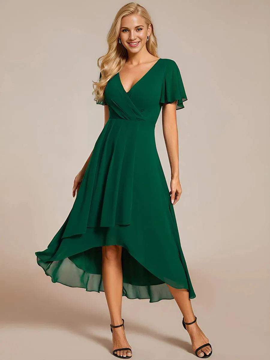 Damen Elegantes Wickelkleid mit asymmetrischem Saum Heidi-Mode