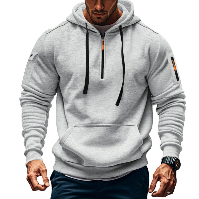 Herren Kapuzenpullover mit modernem Reißverschluss und praktischen Taschen Heidi-Mode