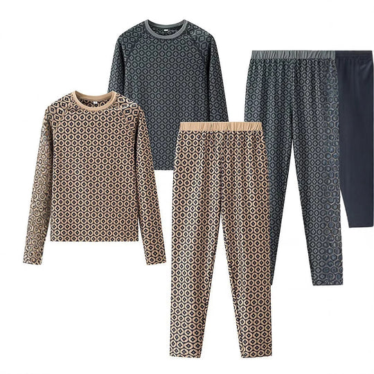 Damen Pyjama-Set aus weichem Jersey mit modernem Muster Heidi-Mode