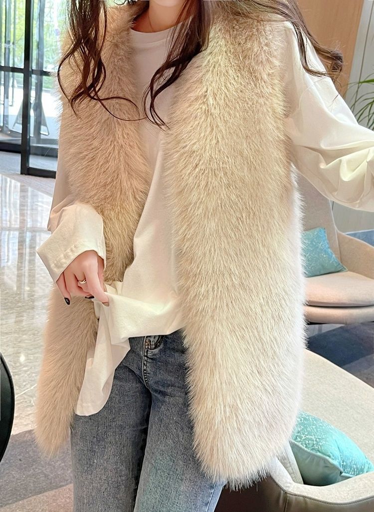 Damen Flauschige Kunstfell-Weste Heidi-Mode