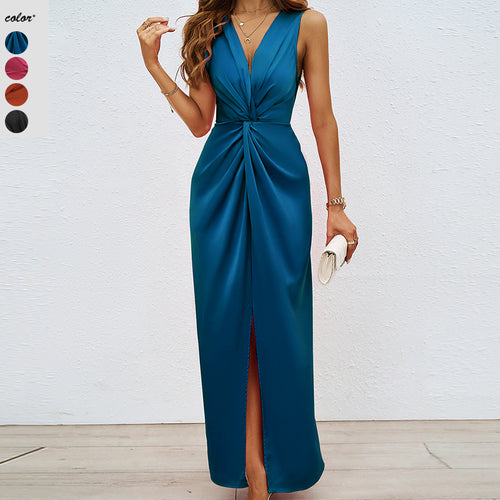 Damen Langkleid mit elegantem Wickeldesign und figurbetontem Schnitt Heidi-Mode