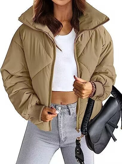 Damen Wärmeisolierte Steppjacke mit hohem Kragen und elastischen Bündchen Heidi-Mode