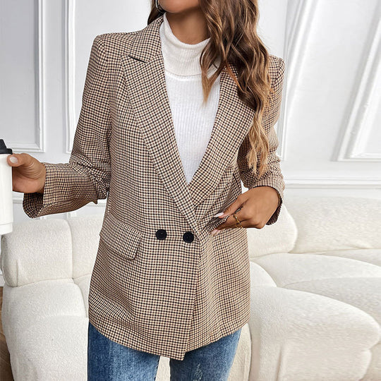 Damen elegante Karo-Blazerjacke Heidi-Mode