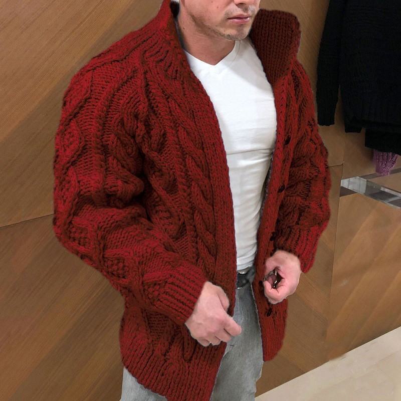 Herren Strickjacke mit stylischem Zopfmuster und hohem Kragen Heidi-Mode