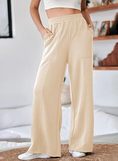 Damen weite Lounge-Hose mit elastischem Bund und praktischen Seitentaschen Heidi-Mode