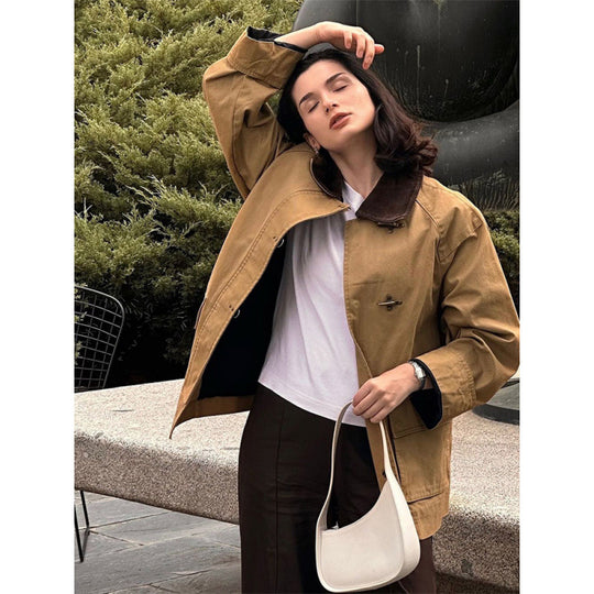 Damen Utility-Jacke mit klassischem Schnitt und hohem Kragen Heidi-Mode