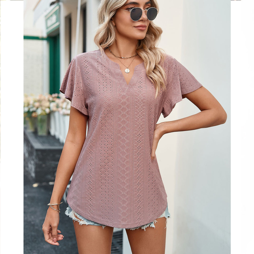 Damen Luftiges Blusenshirt mit effektvollem Lochmuster Heidi-Mode